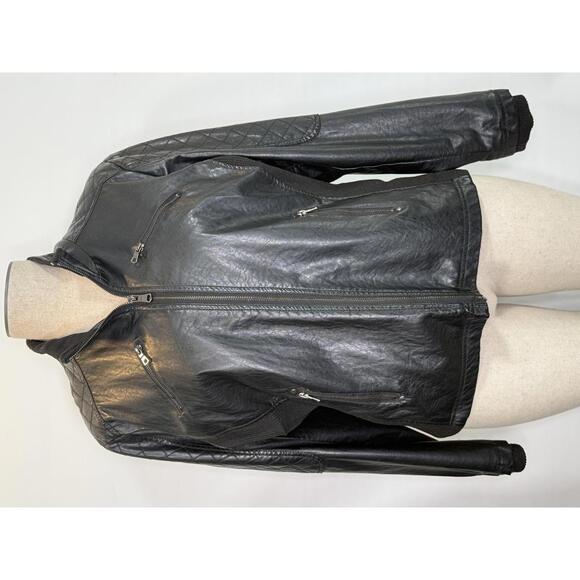 Therapy Vegan Leather Jacket  Plus Black Moto Lane Crawford Faux - 2X - Picture 1 of 14